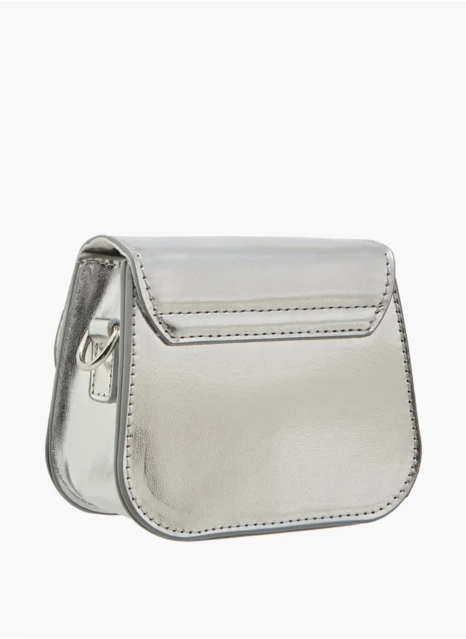 Little Missy Girls Embellished Crossbody Bag with Detachable Chain Strap and Button Closure