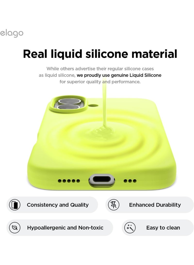 Elago Liquid Silicone for iPhone 16 Plus Case Cover Full Body Protection, Shockproof, Slim, Anti-Scratch Soft Microfiber Lining - Neon Yellow - Image 3