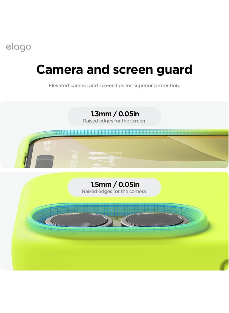 Elago Liquid Silicone for iPhone 16 Plus Case Cover Full Body Protection, Shockproof, Slim, Anti-Scratch Soft Microfiber Lining - Neon Yellow - Image 5