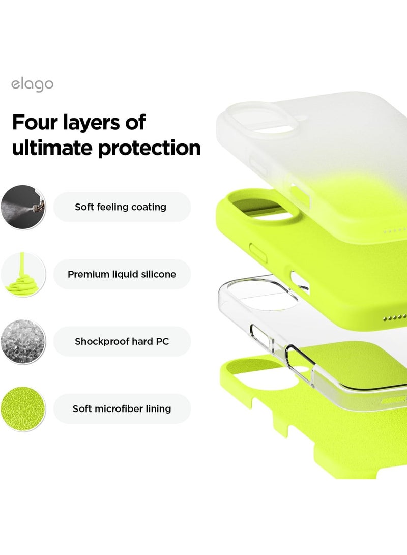 Elago Liquid Silicone for iPhone 16 Plus Case Cover Full Body Protection, Shockproof, Slim, Anti-Scratch Soft Microfiber Lining - Neon Yellow - Image 4