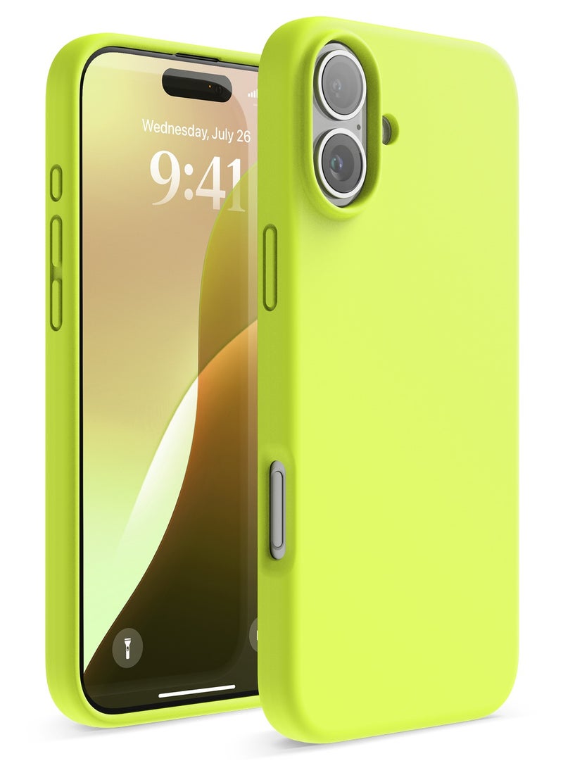 Elago Liquid Silicone for iPhone 16 Plus Case Cover Full Body Protection, Shockproof, Slim, Anti-Scratch Soft Microfiber Lining - Neon Yellow - Image 1