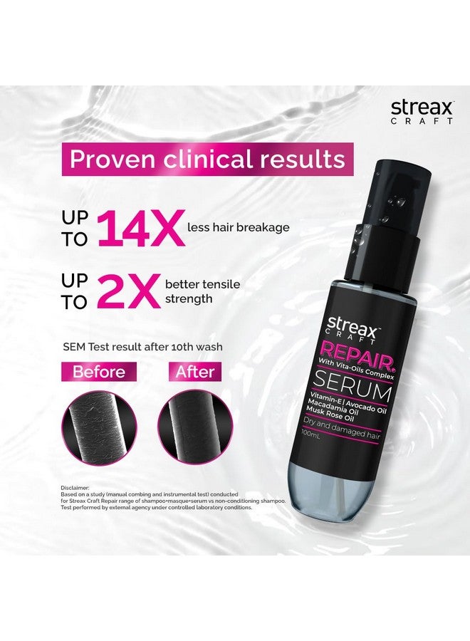 Streax Craft Repair Hair Serum, 100 Ml I Hair Serum For Women I Hair Serum For Dry And Damaged Hair I Repair With Vita-Oils Complex I Enriched With Vitamin- E , Avocado Oil , Macadamia Oil , Musk Rose Oil - Image 3