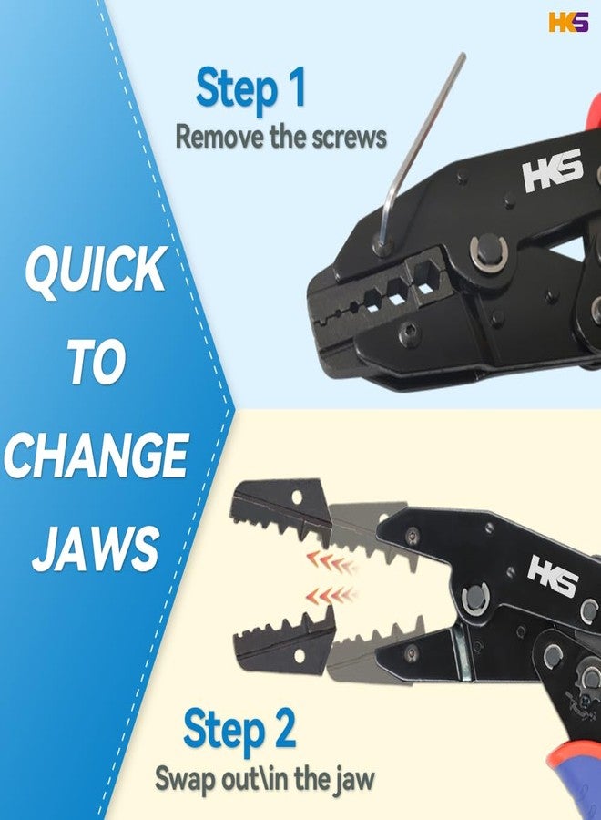 HKS Coax Ratchet Crimping Tool Set for Coaxial RG Cable RF Connector with 5 Changeable Dies - Image 5