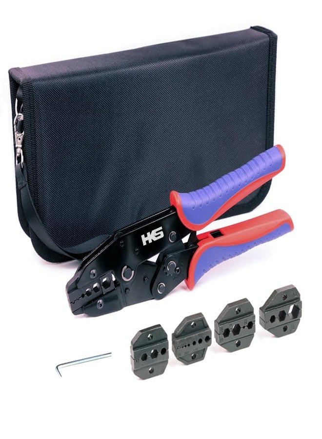 HKS Coax Ratchet Crimping Tool Set for Coaxial RG Cable RF Connector with 5 Changeable Dies - Image 1