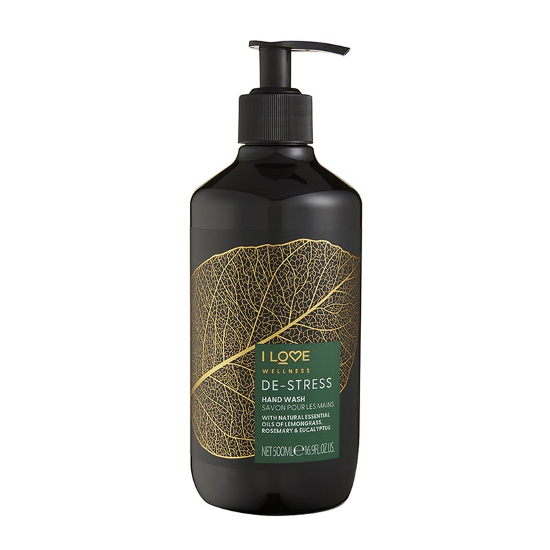 I Love Wellness DeStress Hand Wash  Hydrating Hand Soap with Essential Oils  Naturally Fragranced with Lemongrass  With Vitamin E  169 oz