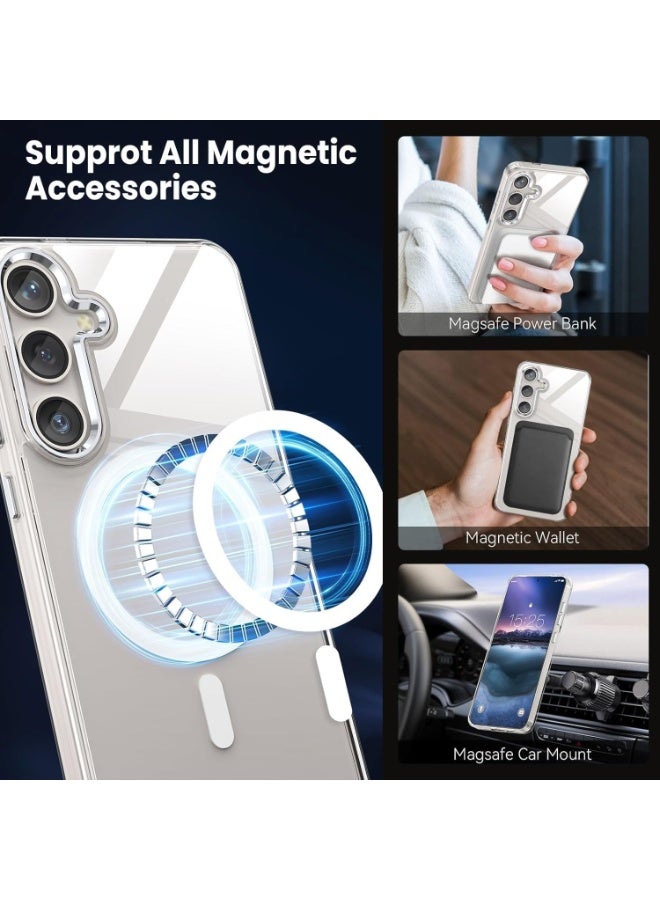 جراب مغناطيسي شفاف لهاتف Samsung Galaxy S25 FE، متوافق مع Mag Safe، غطاء هاتف مقاوم للصدمات والحماية من السقوط لهاتف Samsung S25 FE شفاف للغاية - Image 4