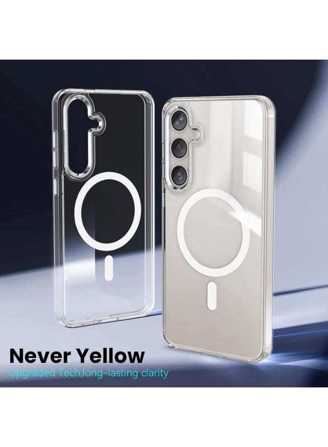 جراب مغناطيسي شفاف لهاتف Samsung Galaxy S25 FE، متوافق مع Mag Safe، غطاء هاتف مقاوم للصدمات والحماية من السقوط لهاتف Samsung S25 FE شفاف للغاية - Image 3