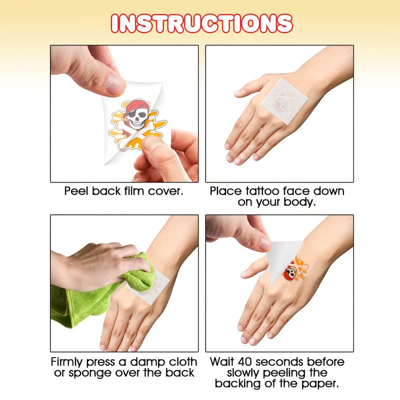 ArtCreativity Pirate Individual Temporary Tattoos for Kids - Pack of 144 Pre-Cut Pirate Tattoos in Assorted Designs, Non-Toxic 2 Inch - Pirates Birthday Party Favors and Goodie Bag Stuffers - Image 5