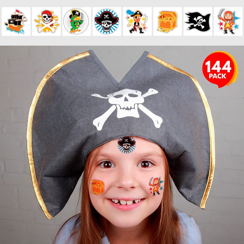 ArtCreativity Pirate Individual Temporary Tattoos for Kids - Pack of 144 Pre-Cut Pirate Tattoos in Assorted Designs, Non-Toxic 2 Inch - Pirates Birthday Party Favors and Goodie Bag Stuffers - Image 3
