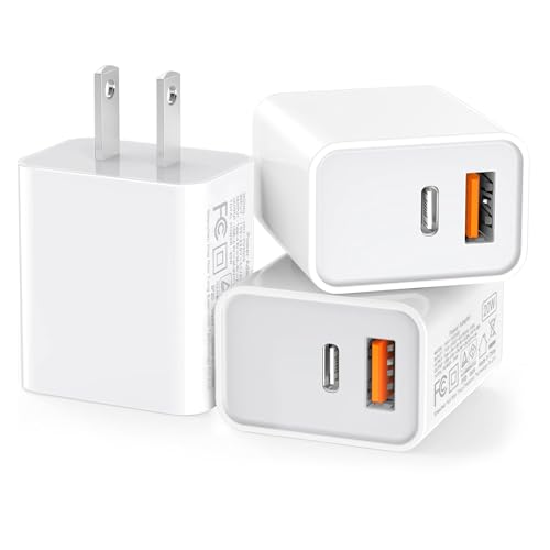 CSODINCE 3 Pack USB C Wall Charger, 20W Durable Dual Port QC+PD 3.0 Power Adapter, Double Fast Plug Charging Block for iPhone 14/15/16/17 Pro/Pro Max/Plus, XS/XR/X, Watch Series 8/7 Cube，White - Image 1
