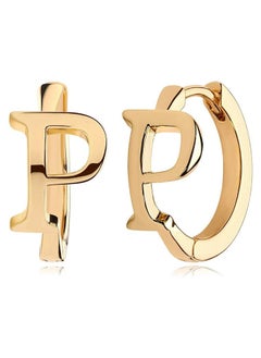 Mevecco Women Huggie Hoop Earrings Gold Initial Sleeper 14K Gold Filled Small Simple Delicate Handmade Hypoallergenic Personalized Jewelry Gift - 26 Letters  - Image 1