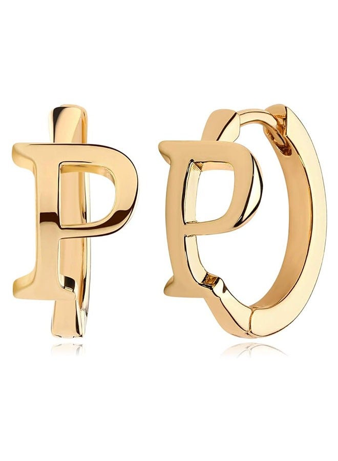 Mevecco Women Huggie Hoop Earrings Gold Initial Sleeper 14K Gold Filled Small Simple Delicate Handmade Hypoallergenic Personalized Jewelry Gift - 26 Letters - Image 1