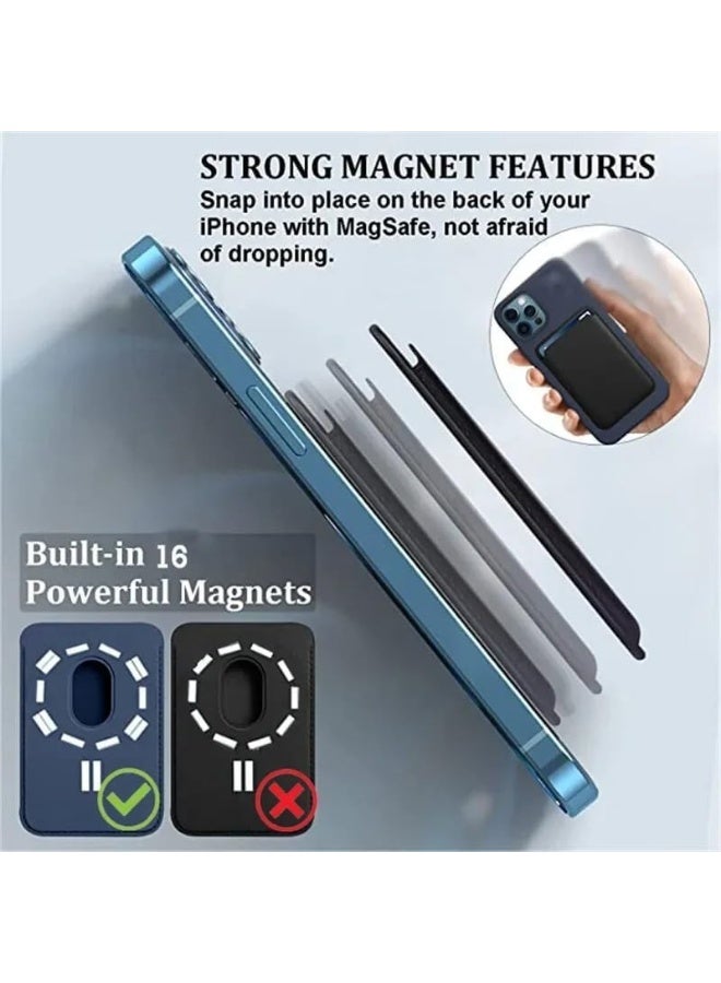 Leather Wallet Strong Magnetic Leather Card Wallet with MagSafe Compatible with iPhone, Samsung, Huawei (Light Orange) - Image 3