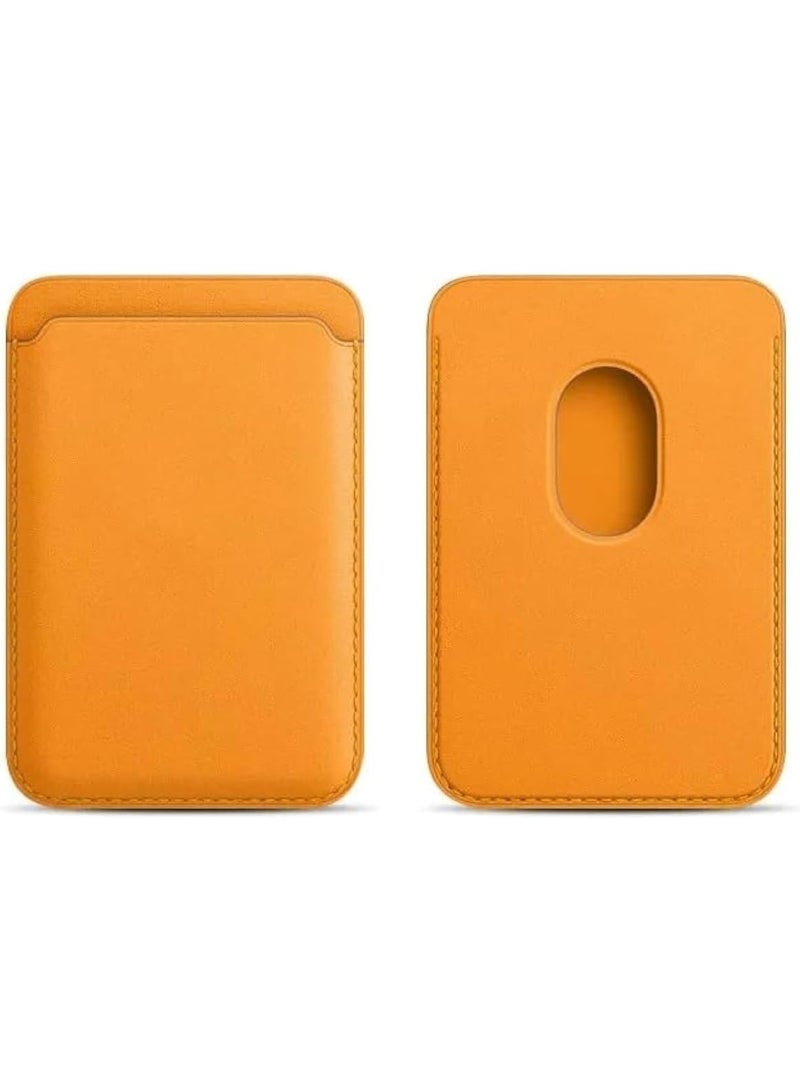Leather Wallet Strong Magnetic Leather Card Wallet with MagSafe Compatible with iPhone, Samsung, Huawei (Light Orange) - Image 1
