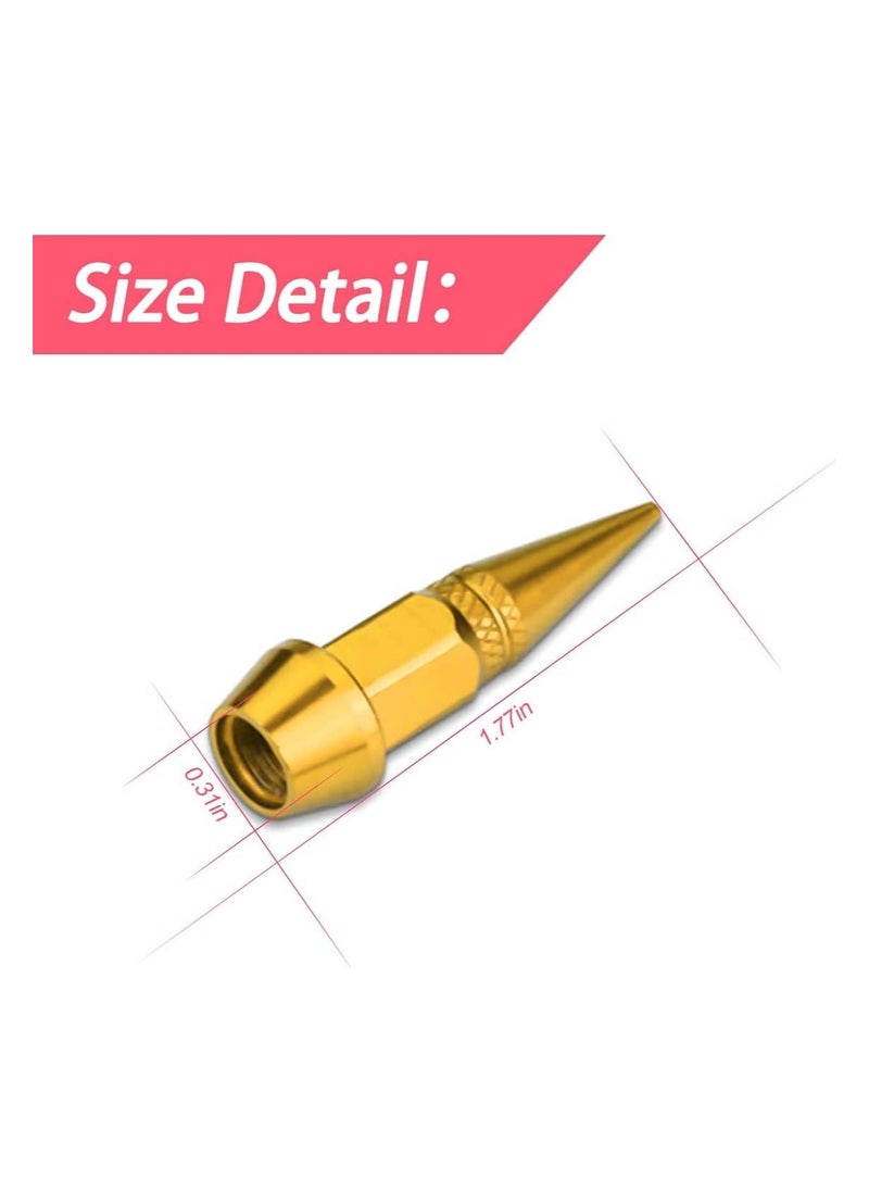 4 Pcs Car Wheel Tire Valve Caps, Spiked Aluminum Valve Stem Caps, Attractive Dustproof Car Accessories, Universal for Most Vehicles (Gold, 45mm)