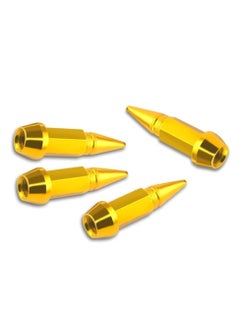 KASTWAVE 4 Pcs Car Wheel Tire Valve Caps, Spiked Aluminum Valve Stem Caps, Attractive Dustproof Car Accessories, Universal for Most Vehicles (Gold, 45mm)  - Image 1
