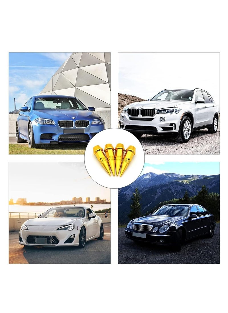 4 Pcs Car Wheel Tire Valve Caps, Spiked Aluminum Valve Stem Caps, Attractive Dustproof Car Accessories, Universal for Most Vehicles (Gold, 45mm)