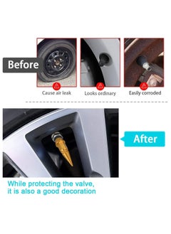 KASTWAVE 4 Pcs Car Wheel Tire Valve Caps, Spiked Aluminum Valve Stem Caps, Attractive Dustproof Car Accessories, Universal for Most Vehicles (Gold, 45mm)  - Image 5