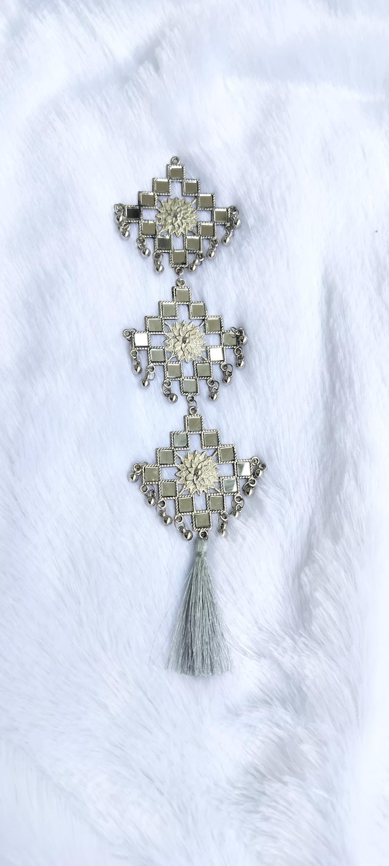 DaSync SYNC Long Mirror buttons for kurtis 23 cm silver button for clothes kurta tassel hanging women girl metal button hanging latkan dress lehenga tassel dress decoration fringe fancy stylish diy craft - Image 2