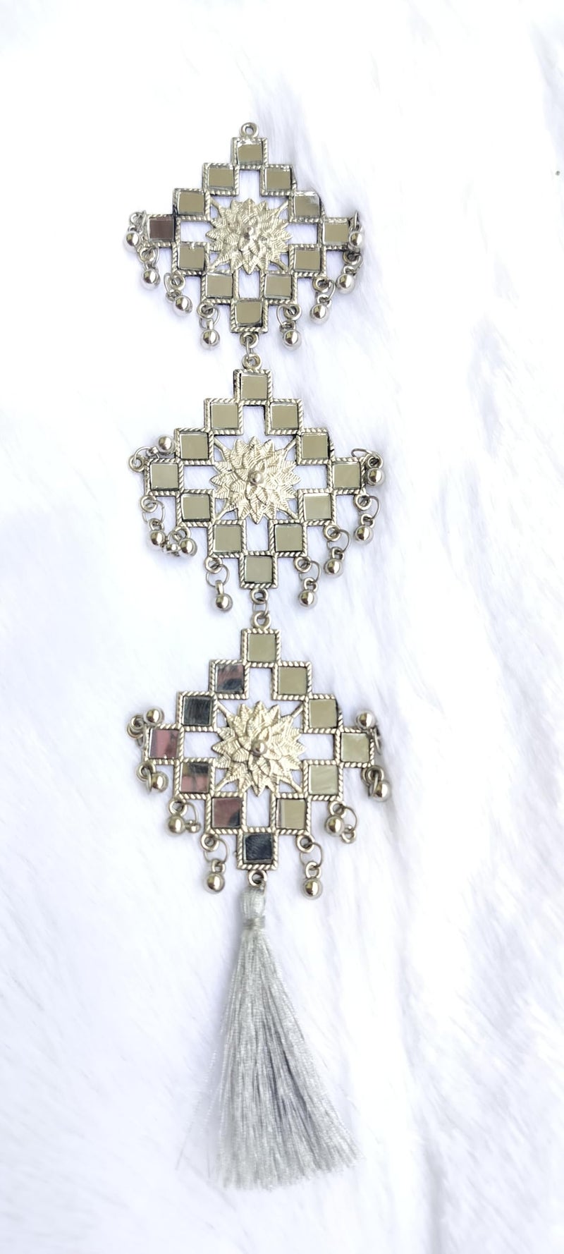 DaSync SYNC Long Mirror buttons for kurtis 23 cm silver button for clothes kurta tassel hanging women girl metal button hanging latkan dress lehenga tassel dress decoration fringe fancy stylish diy craft - Image 4