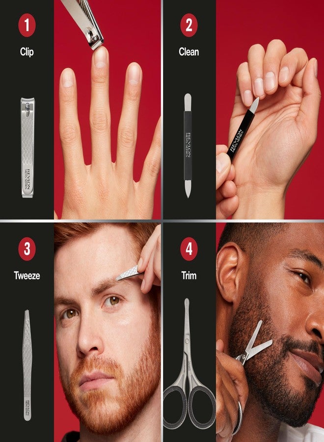 Revlon Men's Grooming Kit, 5-Piece Travel Essentials Set, Includes Nail Clippers, Scissors, File, Tweezers and Carrying Case, Stainless Steel, 1 count - Image 4