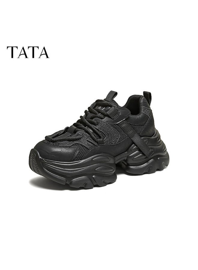 Tata Roamer Women's Fleece-lined Casual Sports Shoes Versatile Thick Sole Height Increasing Black Size 36 - Image 1