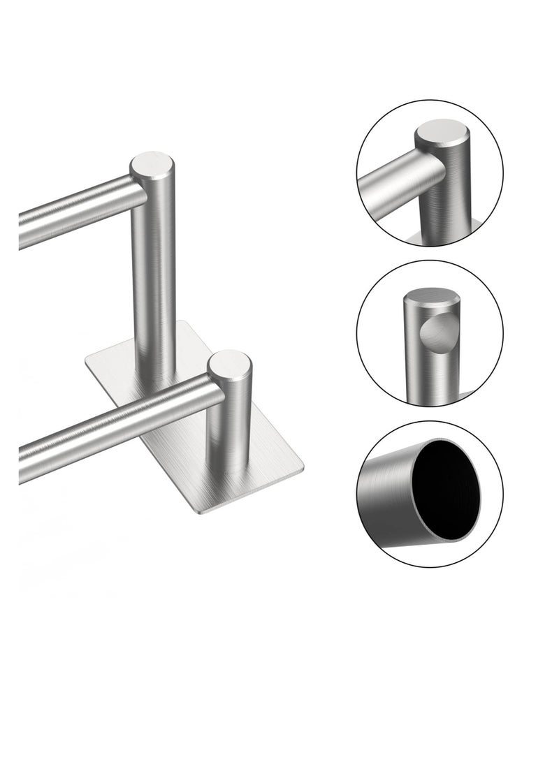 SOLARAE Towel Bar Double Towel Rack, Bath Accessories SUS304 Brushed Stainless Steel Shower Towel Rack, Scratch Resistant Towel Bars, No Drilling, Self Adhesive (15.75 inch, Silver) - Image 2