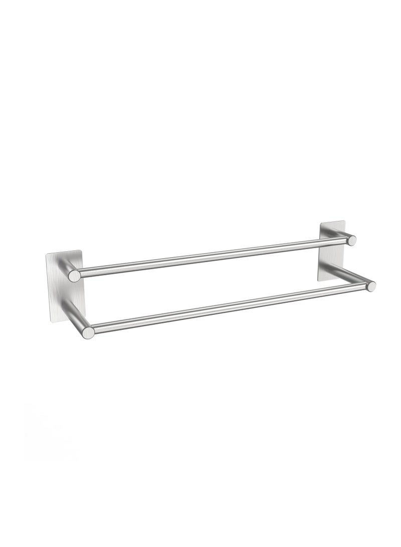 SOLARAE Towel Bar Double Towel Rack, Bath Accessories SUS304 Brushed Stainless Steel Shower Towel Rack, Scratch Resistant Towel Bars, No Drilling, Self Adhesive (15.75 inch, Silver) - Image 1