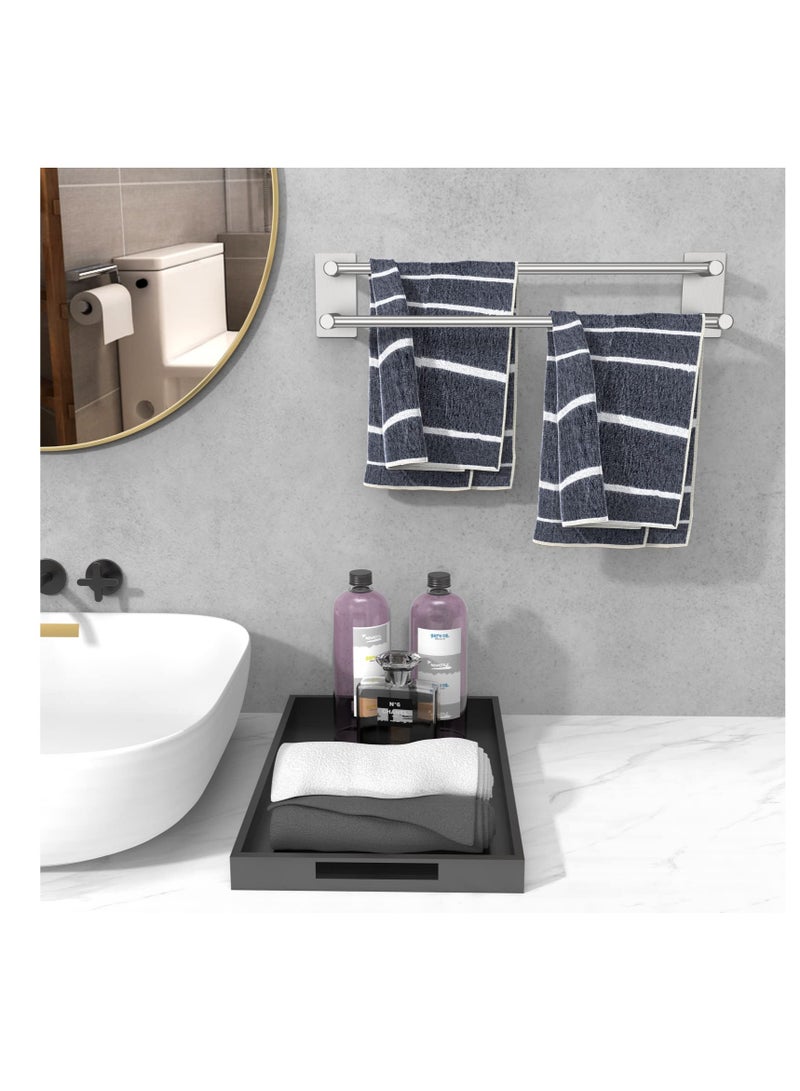 SOLARAE Towel Bar Double Towel Rack, Bath Accessories SUS304 Brushed Stainless Steel Shower Towel Rack, Scratch Resistant Towel Bars, No Drilling, Self Adhesive (15.75 inch, Silver) - Image 4