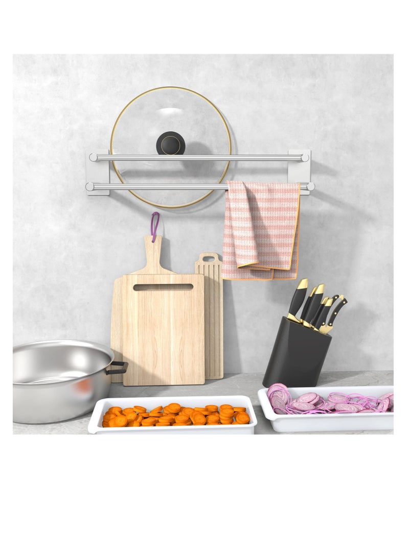 SOLARAE Towel Bar Double Towel Rack, Bath Accessories SUS304 Brushed Stainless Steel Shower Towel Rack, Scratch Resistant Towel Bars, No Drilling, Self Adhesive (15.75 inch, Silver) - Image 5