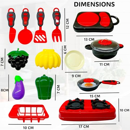 SHAKTISM 19 Pcs Portable Cooking Play Set Kitchen with Cookware Pots and Pans Cooking Utensils Cutting Vegetables & Fruits Pretend Role Play Toys Kitchen Set for Kids,Boys,Girls,Childrens - Image 5