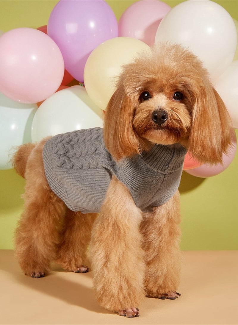 Loquat Squality New Casual Elastic Solid Color Knitted Dog Sweater Grey - Image 1