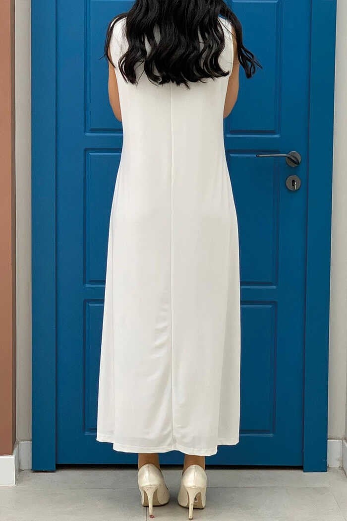 Bym Fashion Bym Zero Sleeve Long Sandy Underwear Dress 3197 Ecru - Image 2