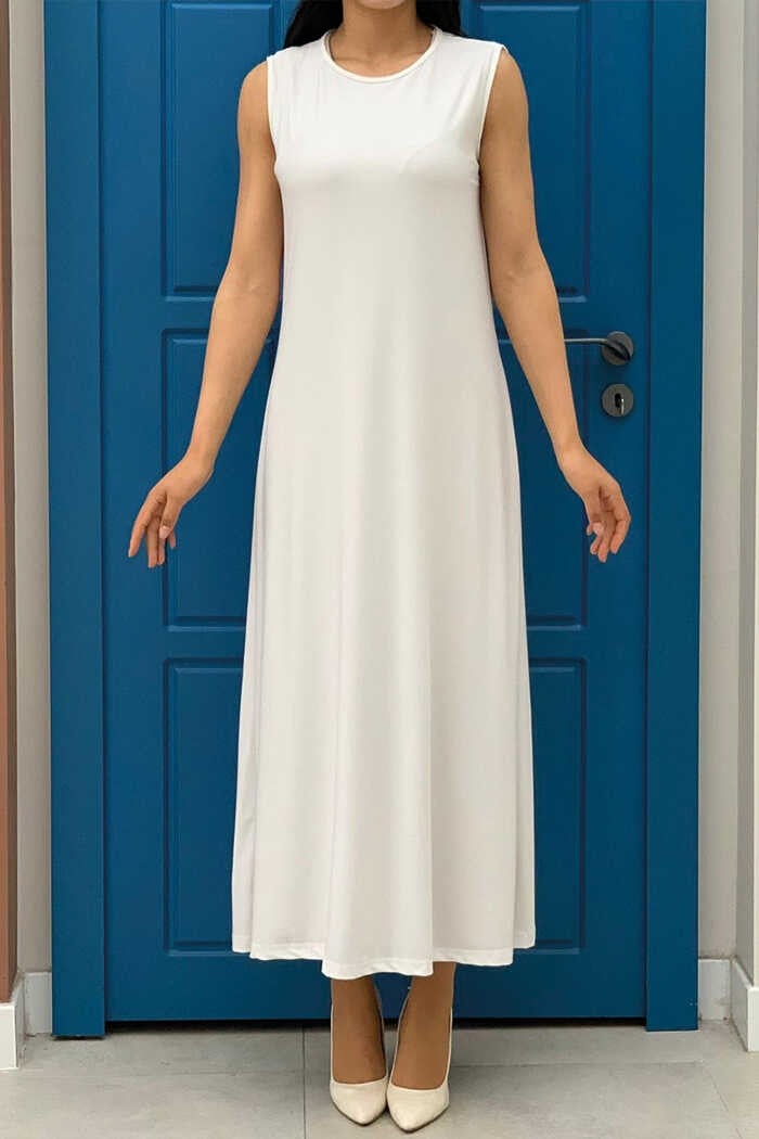 Bym Fashion Bym Zero Sleeve Long Sandy Underwear Dress 3197 Ecru - Image 1
