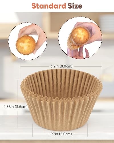 Bake Choice Non-stick 200pcs Standard Cupcake Liners for Baking, Natural, Food-grade Cupcake Wrapper, Greaseproof Parchment Muffin Liners - Image 4