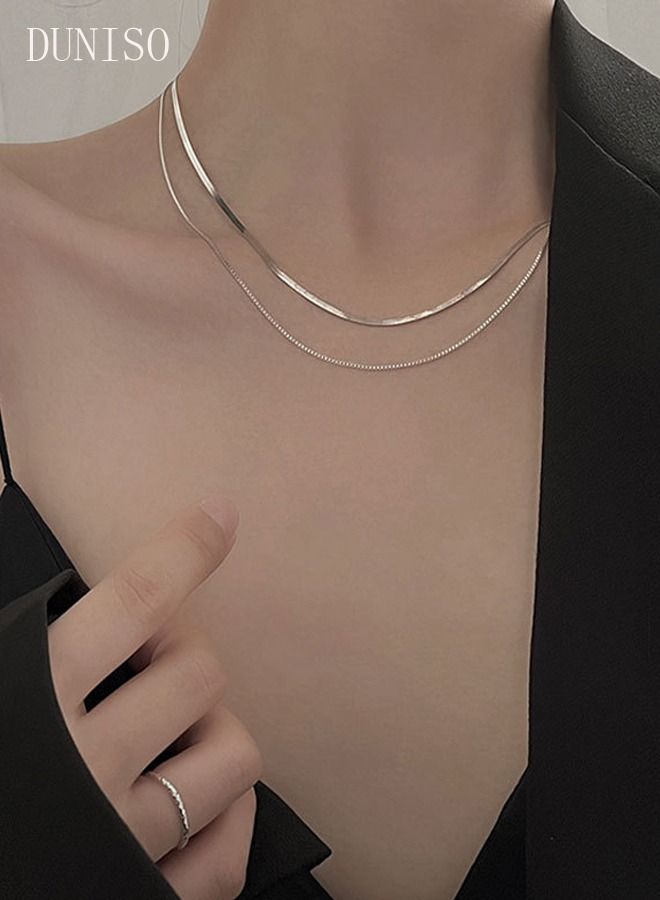 DUNISO Elegant Silver Color Round Necklace Clavicle Chain for Women Jewelry Gift for Lover and Friend - Image 1