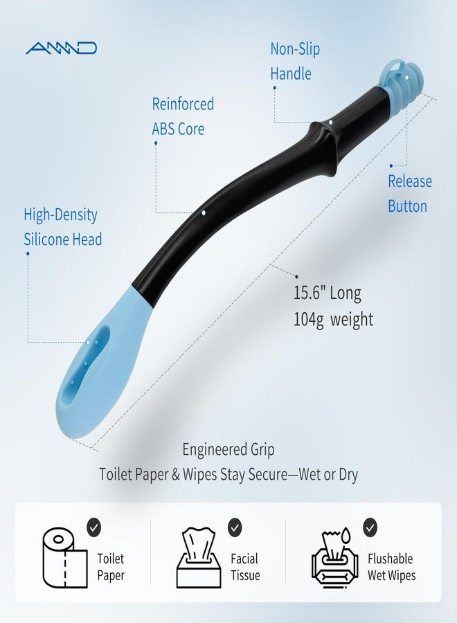 ANNND Bottom Buddy Wiping Aid - Upgraded Toilet Tissue Aids Wand for Wiping Bottom, 15.6" Long for Elderly, Overweight, Pregnant, and Limited Mobility, Blue - Image 5