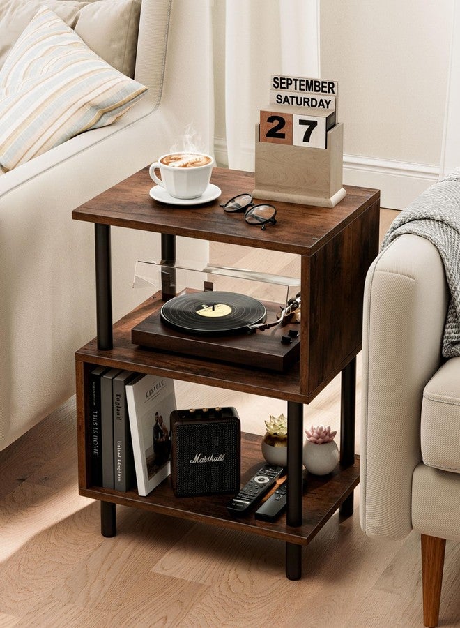 Frylr Small Side Table, End Table and Nightstand with 3-Tier Wood Shelves, Sturdy Metal Frame with 44 LBS Capacity per Shelf, Easy to Assemble for Living Room or Bedroom,Rustic Brown - Image 5