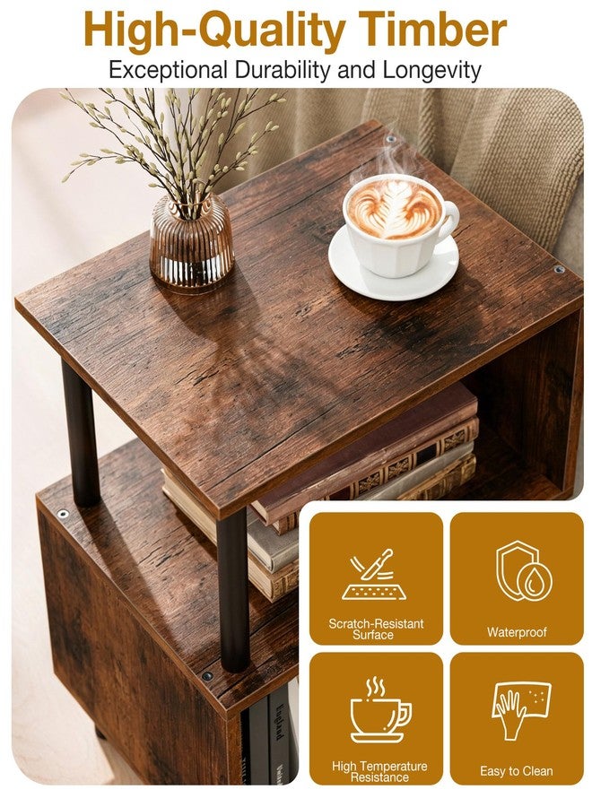 Frylr Small Side Table, End Table and Nightstand with 3-Tier Wood Shelves, Sturdy Metal Frame with 44 LBS Capacity per Shelf, Easy to Assemble for Living Room or Bedroom,Rustic Brown - Image 4