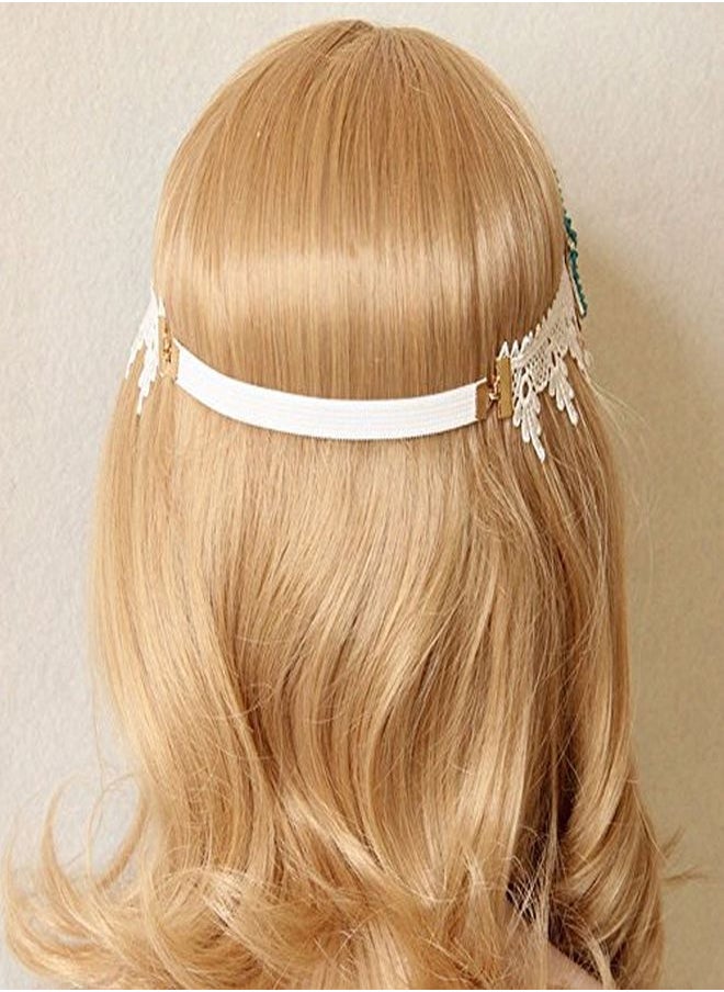 Bodermincer - Fashion Ocean Acrylic Starfish Real Shell Wave Headband Elastic Hairband Rose Flowers Forehead Bands Mermaid Hair Accessories Mermaid Headband (Lace Starfish) - Image 1