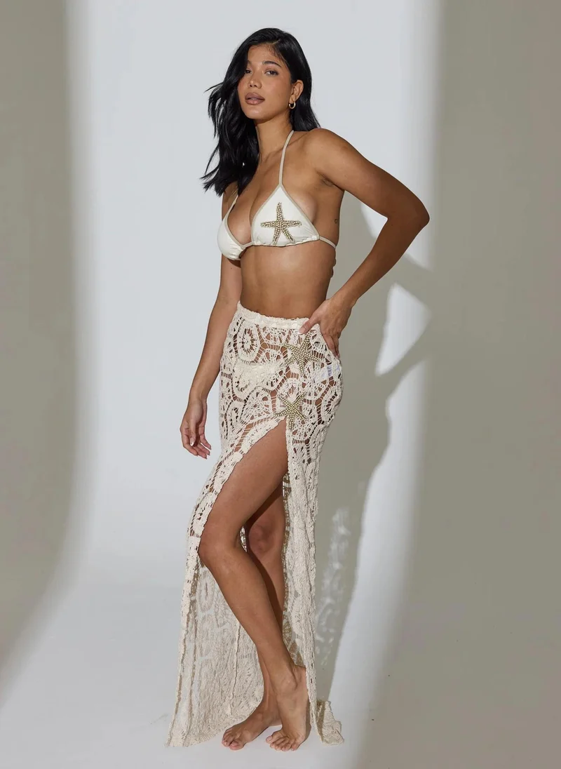 ساوث بيتش South Beach Marisol Crochet Maxi Skirt In Cream