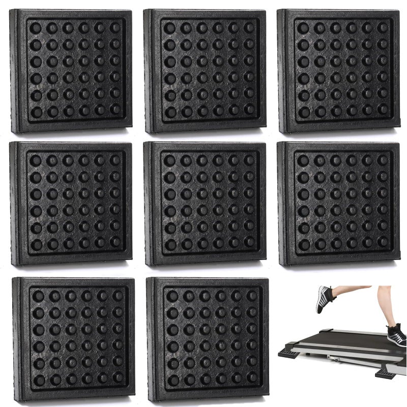 WRINGKIT 8 Pack Heavy Duty Exercise Equipment Mat, 4 x 4 x 0.8 Inch Non Slip Noise Reduction Mat for Treadmill, Treadmill Mat Pad for Rubber Hardwood Floors Carpet Protection Home Gym - Image 1