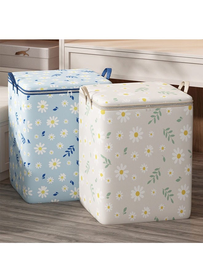 Generic - Quilt Storage Bags Non-Woven Extra Large Storage Bags Clothes Storage Bag Daisy Pattern Folding Organizer Bag For Clothes Pillows Blankets Bedding 50*50*70cm (180L) - Image 1