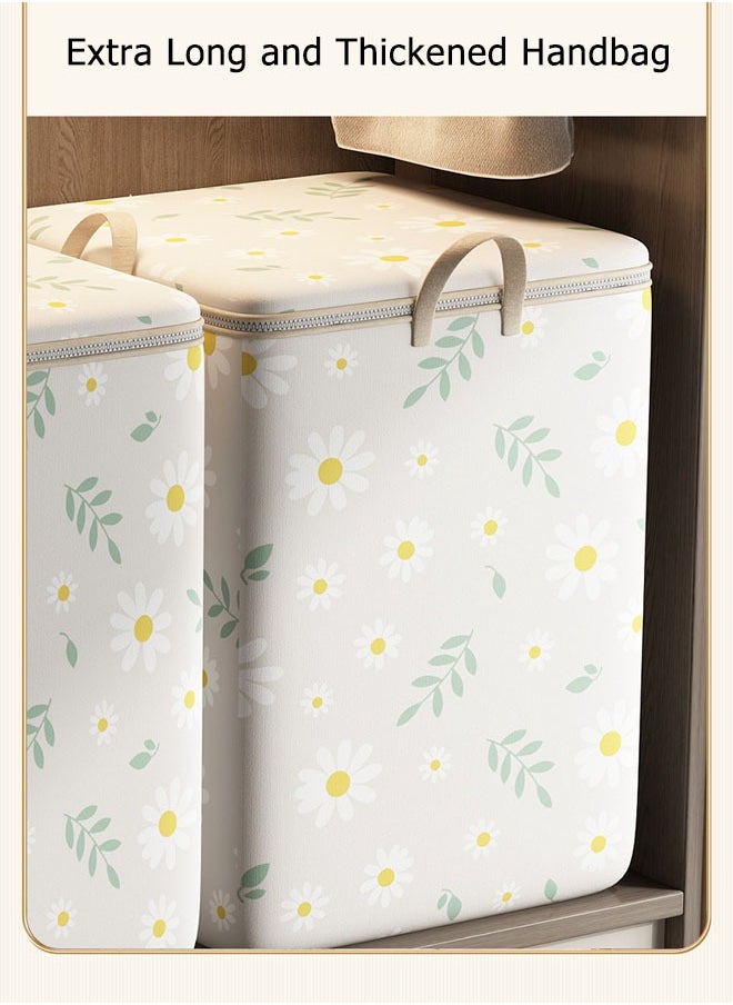 Generic - Quilt Storage Bags Non-Woven Extra Large Storage Bags Clothes Storage Bag Daisy Pattern Folding Organizer Bag For Clothes Pillows Blankets Bedding 50*50*70cm (180L) - Image 1