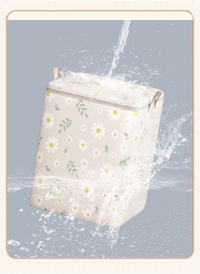 Generic - Quilt Storage Bags Non-Woven Extra Large Storage Bags Clothes Storage Bag Daisy Pattern Folding Organizer Bag For Clothes Pillows Blankets Bedding 50*50*70cm (180L) - Image 1