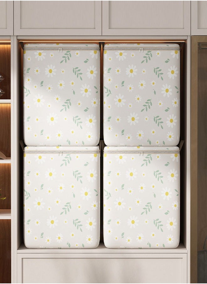 Generic - Quilt Storage Bags Non-Woven Extra Large Storage Bags Clothes Storage Bag Daisy Pattern Folding Organizer Bag For Clothes Pillows Blankets Bedding 50*50*70cm (180L) - Image 1
