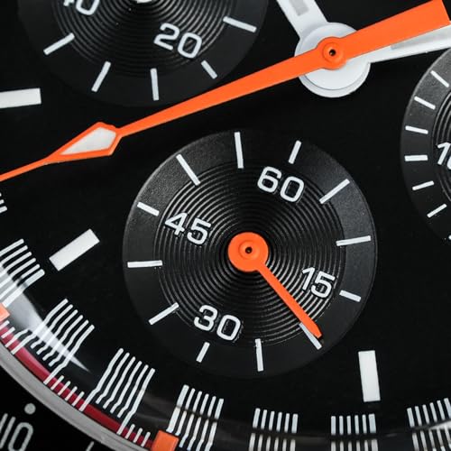 watchdives WD1860 WD1861 WD1863 Men's Chronograph Watch Japan VK63 Quartz Sports Watches 40mm Bubble Sapphire Crystal Wristwatch 100M Dive Watch (Black Orange / WD1863 Screw Bracelet) - Image 4