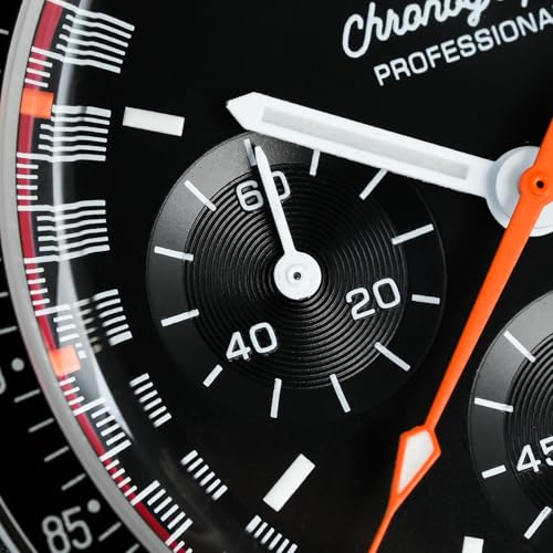 watchdives WD1860 WD1861 WD1863 Men's Chronograph Watch Japan VK63 Quartz Sports Watches 40mm Bubble Sapphire Crystal Wristwatch 100M Dive Watch (Black Orange / WD1863 Screw Bracelet) - Image 5