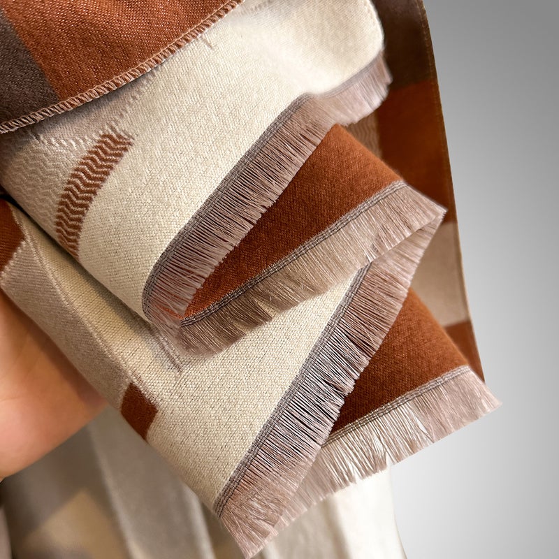 2025 Cat Plaid الخريف والشتاء الكلاسيكية طويلة التقليد الكشمير الشال أسلوب كوري هندسي دافئ وأسهل لمطابقة الشال الشال - Image 5