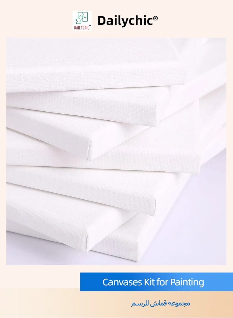 DAILYCHIC 8Pcs Canvases Kit for Painting, 40x30,30x20, 20x15, 6Pcs Stretched White Canvas with Petal Paint Tray and Tape, Artist Canvases Frame Board Panels, Cotton Canvas for Oil,  Acrylic, Watercolor - Image 5